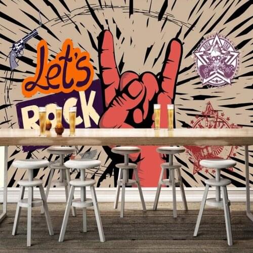 Milofi manufacturers custom 3D rock bar creative culture background wallpaper mural