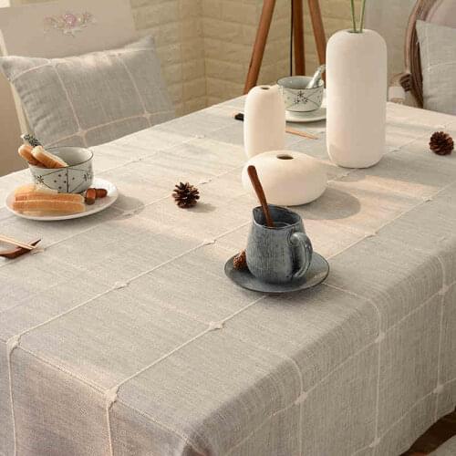 Coffee Gray Japan Style Cotton Linen Modern Home Decoration Tablecloth For Wedding Party Table Cloth Cover Textile