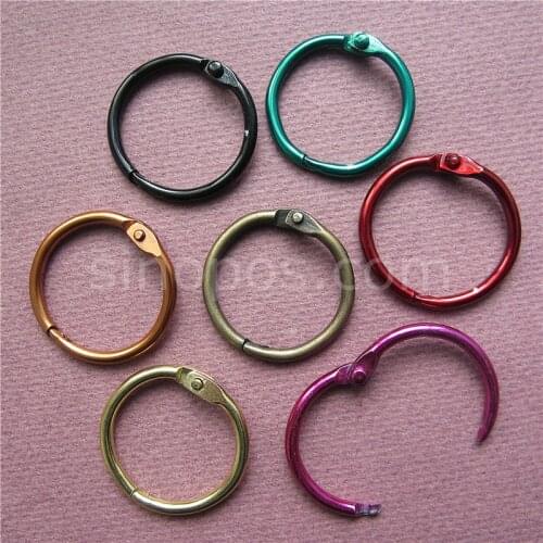 Steel Book Ring 25mm in Colors, Hinged Split Rings, arts cards keys specimen collection binder, DIY scrapbooking binding rings