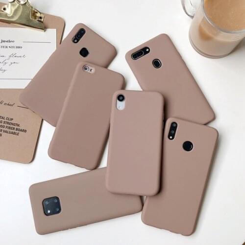 Brown Matte Case For Samsung Galaxy A11 A21 A21S A31 A51 A71 A81 A91 A10 A20 A30 A40 A50 A60 A70 A80 M31 M51 Silicone Cover