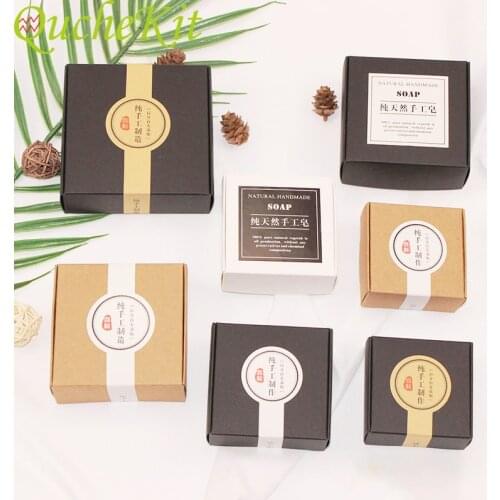 7 Sizes 50pcs Kraft Paper Candy Box Square Soap Box Jewelry Gift Packaging Box For Wedding Birthday Baby Shower Vanlentines Day