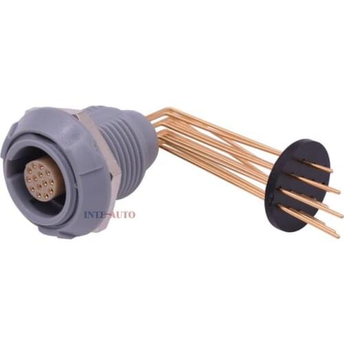 Round plastic receptacle,2/3/4/5/6/7/8/9/10/14 Pins push pull self-locking circular connector, ZKG, Elbow PCB contact