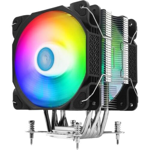 CPU Cooler 2 x Silent PWM Fan Colorful RGB Radiator with 6pcs Copper Tube 120mm Low Profile for intel/amd/LGA 775/1156