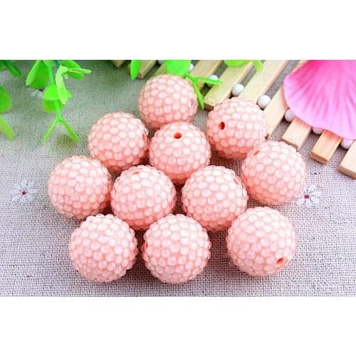 Kwoi vita Light Coral Clear Resin Rhinestone Ball beads Wholesales AAA Quality 20mm Chunky 100pcs/lotfor Kids Jewelry