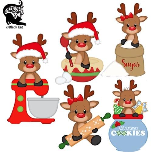 Sweets Making Cookies Santa Reindeer Cutting Dies Kitchen Sugar Cooking Metal Stencil DIY Scrapbooking Gift Card Craft Die-Cuts