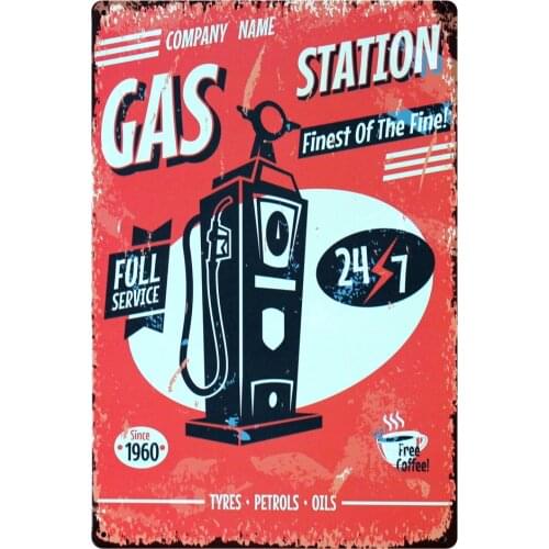 [ Mike86 ] Gas Station Service Car Metal Plaque Room Decor Vintage Wall art Painting Craft 20*30 CM Mix Items B-326