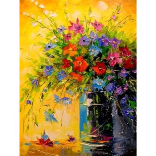 Abstract Blue Orange Flower DIY Embroidery Cross Stitch 11CT Kits Craft Needlework Set Printed Canvas Cotton Thread Sale