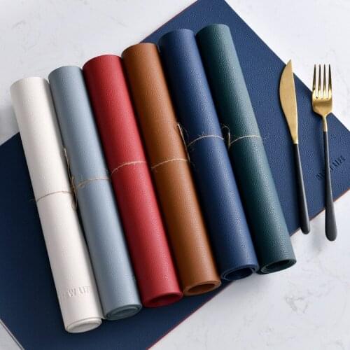 Solid Color Rectangle Table Mat Simplicity Fashionable Cup Mats Eco-friendly Kitchen Decoration Accessories Cleanable Placemats