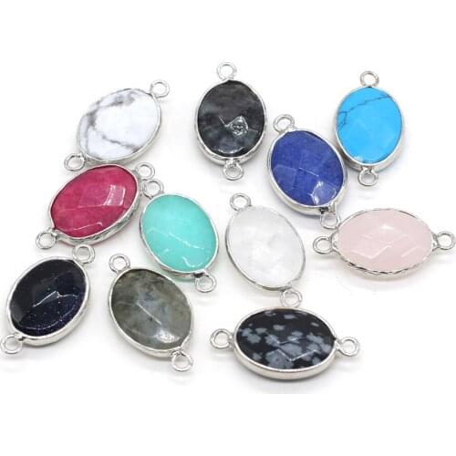 Wholesale 100% Natural Pendant Connector Smooth Cut Surface Charms for Jewelry Making DIY Necklace Earrings Accessories 14x27mm