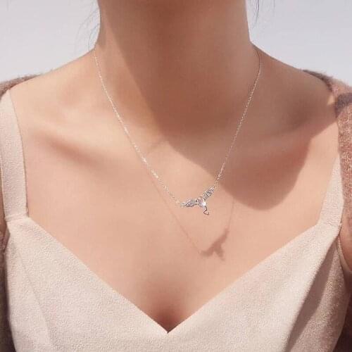 New Fashion Exquisite Little Devil 925 Sterling Silver Jewelry Personality Bat Moonstone Crystal Popular Necklaces H331