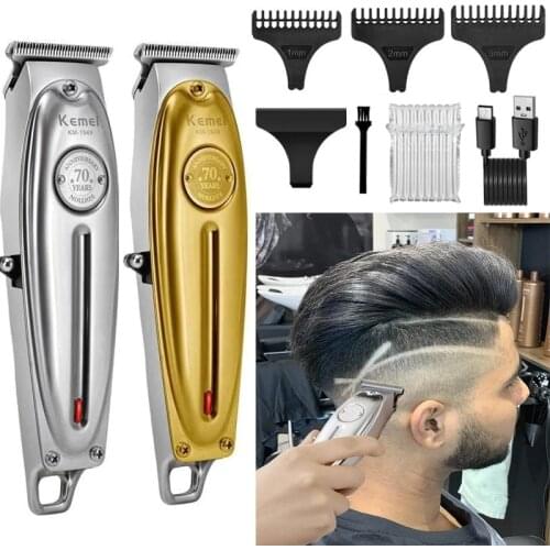 Kemei 1949 Professional Hair Clipper All Metal Men Electric Cordless Hair Trimmer 0mm Baldheaded T Blade Finish Haircut Machine
