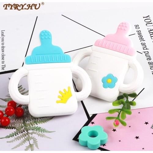 TYRY.HU 1PC Baby Teether Milk Bottle Cute Accessories Nursing Teething Toys BPA Free Food Grade Silicone Teether Christmas Gift