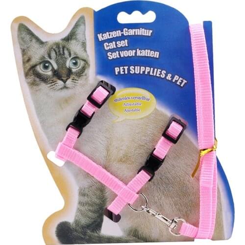 Adjustable Cat Harness Leash Set Nylon Kitten Pet Cat Leashes Rope for Puppies Walking Chest Strap Pet Product 9 Colors