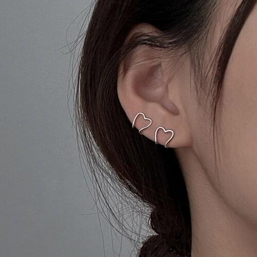 Clip Earrings Heart Geometric For Women Korean Vintage Fashion Simple Cute New Trend Charm Girl Student Daily Jewelry BOYULIGE