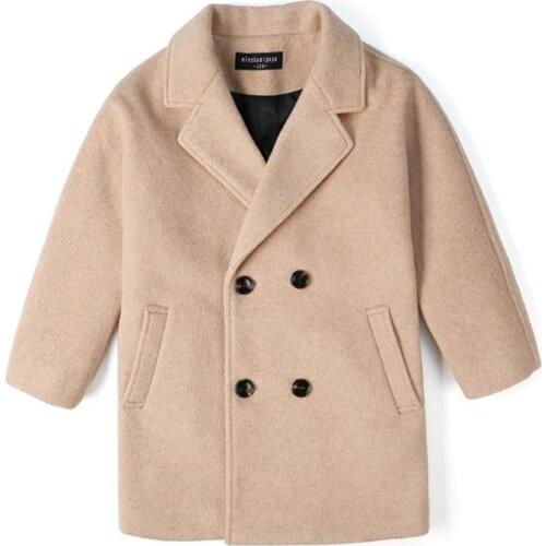 Wool Fashion Solid color high quality Children Woolen Coat for Boys Hot Autumn Winter Fashion Buttons Kids Clothes Woolen coat