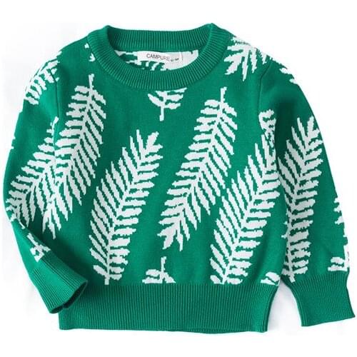2020 Girls Sweater New Leaf Jacquard Pattern Children Sweater Autumn&Winter Knitted Sweater Mom And Daughter Parent-Child Wear