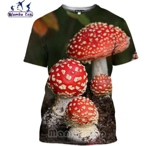 Mamba top 3D Print Plant Mushroom T Shirt Summer Color Wild Fungi Mens T-shirts O Neck Funny Women Men Tshirt Cute Cartoon Tees