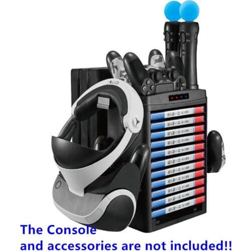 PSVR PS4 Pro Slim PS Move Charging Dock Vertical Stand and PS4 Game Storage Tower,Fan, Cooler, Controller Charger,Bracket,Holder