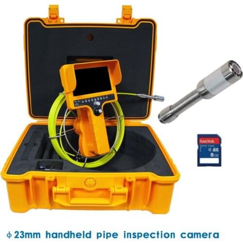 7" Monitor 23mm Camera Transmitter Built-in Drain Sewer Pipe Inspection System With DVR Meter Counter Firepoof Plastic Case