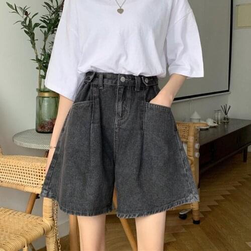 Woman Jeans Pants Summer 2021 Five-Point Straight Loose Pants Shorts High Waist Jeans For Women Pantalones Vaqueros Mujer