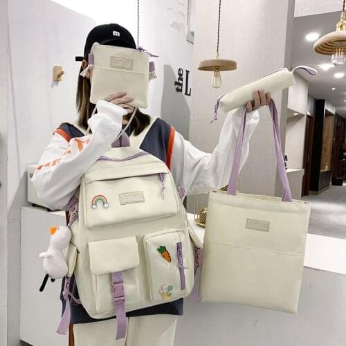 Lady Backpacks College Student Book Bags Canvas Rucksack Simple Women Backpack School Bags for Teen Girls Schoolbag Solid Color