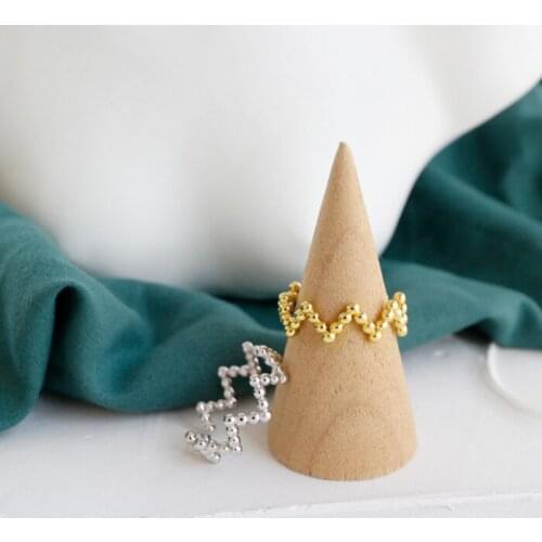 Creative Round Bead Wave Crown Adjustable Gold Silver Color Rings For Women Ladies Geometric Finger Jewelry SR2252