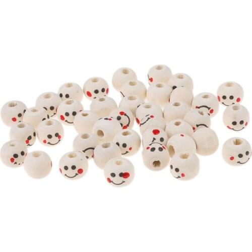 100Pcs Wooden Beads Round Face Loose Spacer Beads Charms Jewelry 10 mm