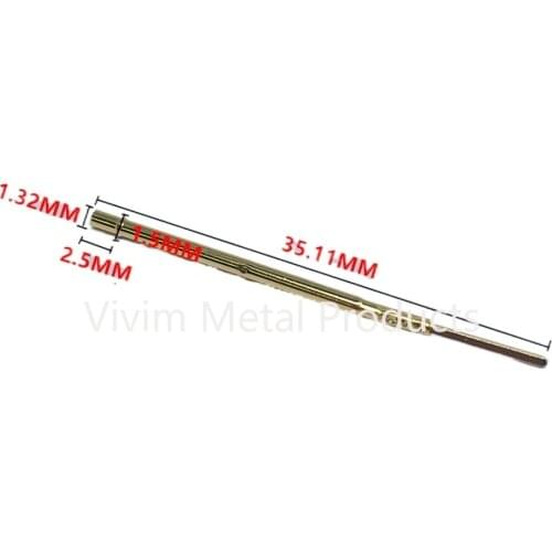 100PCS RM75-2W Gold Plated Spring Test Probes With Brass Tube Spring Needle Test of Circuit Boards Total needle Length 35.11mm