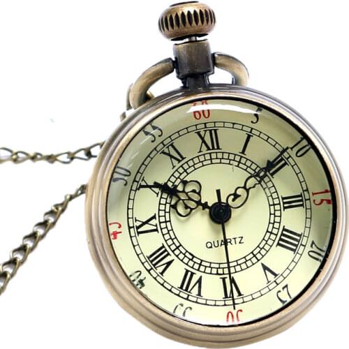2017 New Arrival Free Shipping Antique Bronze Roman Numerals Dial Pocket Watch Necklace Pendant Men Gift