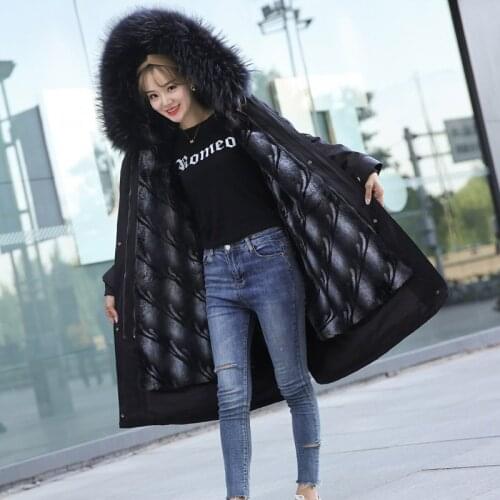 2019 Real Fur Coat Winter Jacket Women Long Parka Big Natural Rex Rabbit Fur liner Hood Thick Warm Real Fox Fur Collar