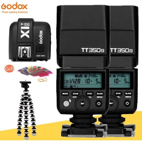 2x Godox TT350N 2.4G HSS 1/8000s TTL GN36 Flash Speedlite with X1T-N Wireless Trigger Transmitter for Nikon Camera