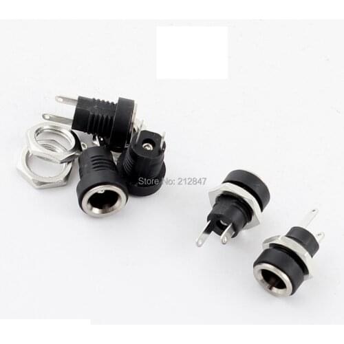5Pcs 5.5mm x 2.1mm DC Power Jack Socket Female Panel Mount Connector
