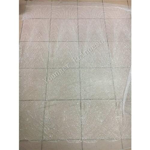 Glued glitter African Tulle Lace Fabric YG-104 hot sale African French Lace Fabric with white glitter