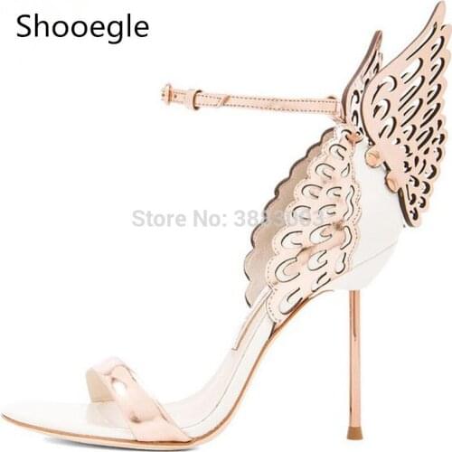 Newest Women Butterfly Thin High Heels Sandals Exquisite Fashion Wing Shoes Female Banquet Party Wedding Dress High Heels