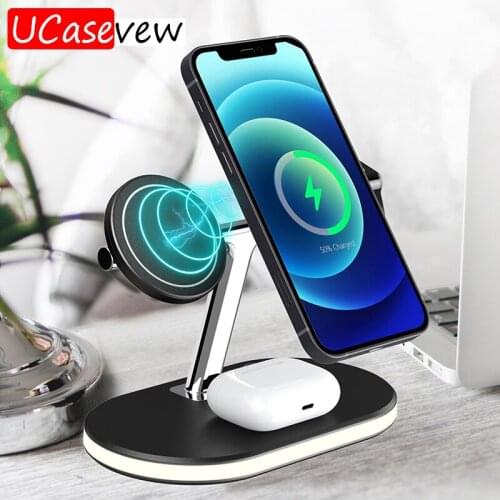 3 in 1 Fast Wireless Chargers 15W for iPhone 12 11 Pro Max Xs X XR iWatch 6 5 4 3 2 Phone Holder Wireless Charging Dock Station