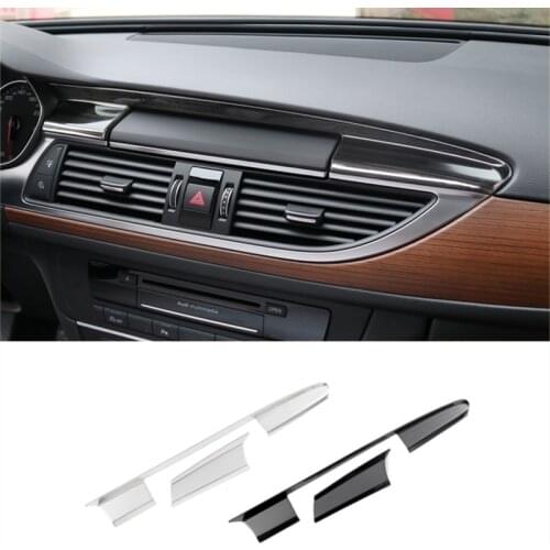 Car Central Dashboard Navigation Decorative Cover Trim For Audi A6 C7 2012-17 A7 LHD Stainless Steel Strips Interior Accessories
