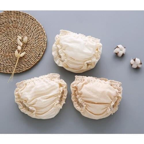 Baby Diapers Reusable Pants Washable Cloth Diapers Baby Girl Boy Cotton Breathable Ruffle Bloomers Diaper Covers Underwear Short