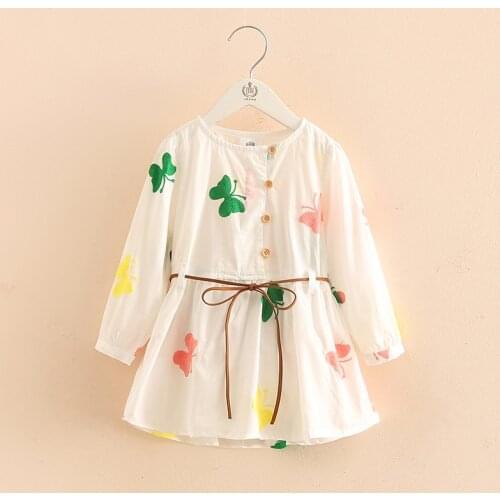 2021 Spring Autumn 3-8 10 12 Years Embroidery Double Use Long Short Sleeve White Elegant Kids Baby Girls Cotton Dress With Belt