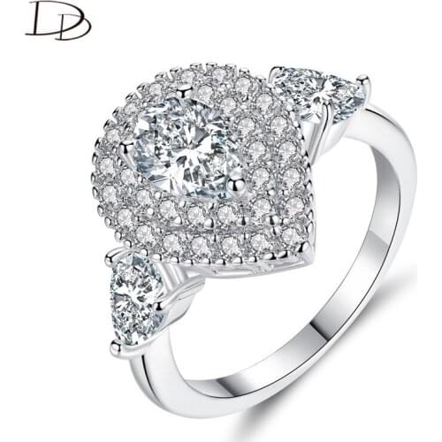 DODO Gorgeous Water Drop AAA Zircon Rings Delicate Pave Setting Crystal Wedding Bridal Jewelry For Women Fashion Bijoux R418
