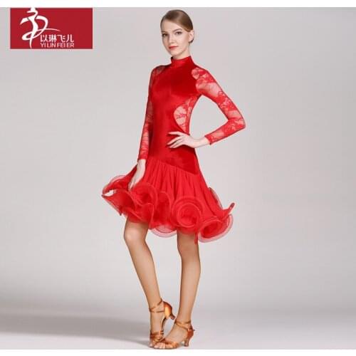 Elim feier adult Latin dance under the new regulations GB056 Korea velvet Latin dance dresses