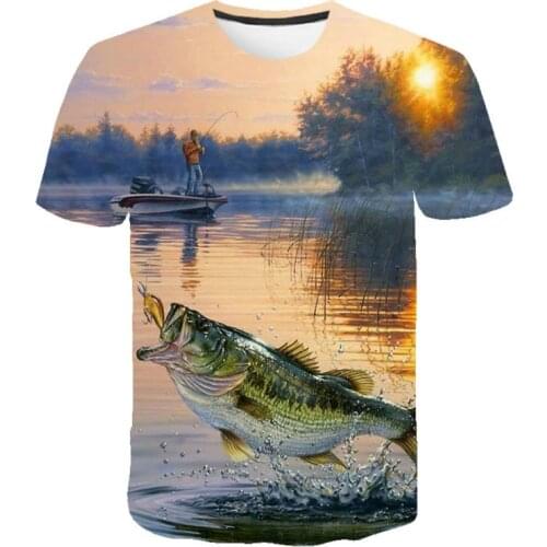 Short Sleeve T-Shirt Xxs-6Xl Anime T-Shirt Clothing Fishing Casual T-Shirt New 3D Fish Print T-Shirt Mens O-Neck T-Shirt Summer