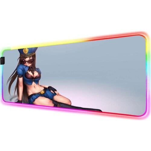 Anime Sexy Female Hat Big Tits Girl RGB Anime Mouse Pad XXL Computer Game Mouse Pad Rubber Seam Various Large LED Gaming Desk