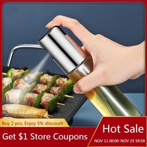 BBQ Cookware Tools 2021 Kitchen Stainless Steel Oil Dispenser Olive Oil Sprayer Bottle Pump Oil Pot Leak-proof Grill BBQ Sprayer