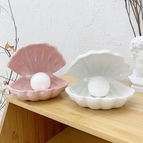 Ceramic Shell Pearl Lamp Bedroom Decor Night Light Streamer Fairy Shell for Girl Home Decoration Bedside Lamp Girl Gift