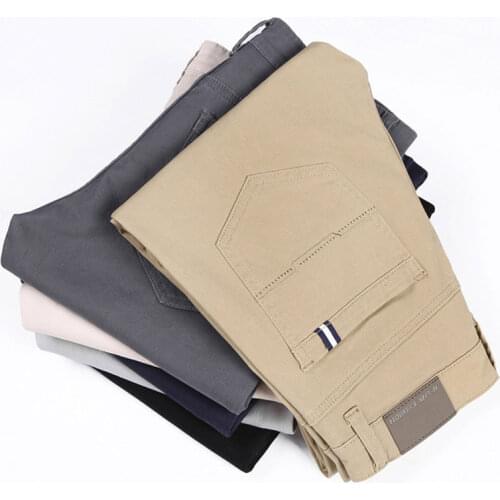 6 Color Casual Pants Men 2021 Summer New Business Fashion Casual Elastic Straigh Trousers Male Brand Gray White Khaki Navy