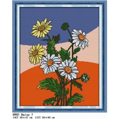 Joy Sunday Counted Patterns Daisy Cross Stitch Embroidery Needlework Kit Stamped Thread 11CT 14CT Printed Gift Crafts Decor Sets