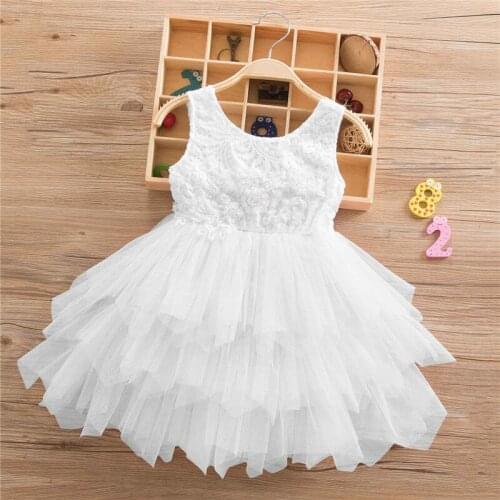Fancy Baby Girl Causal Dress Sleeveless Tutu Fluffy Kids Girls Clothes Lace Embroidery Children Birthday Party Costume Vestidos