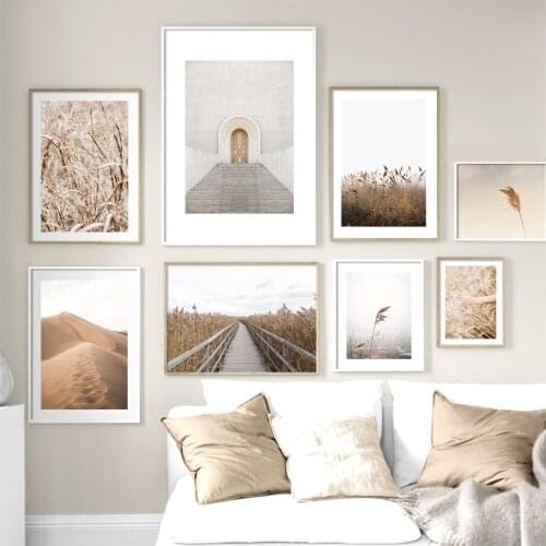 Door Bridge Desert Leaf Reed Wheat Plant Wall Art Canvas Painting Nordic Posters And Prints Wall Pictures For Living Room Decor