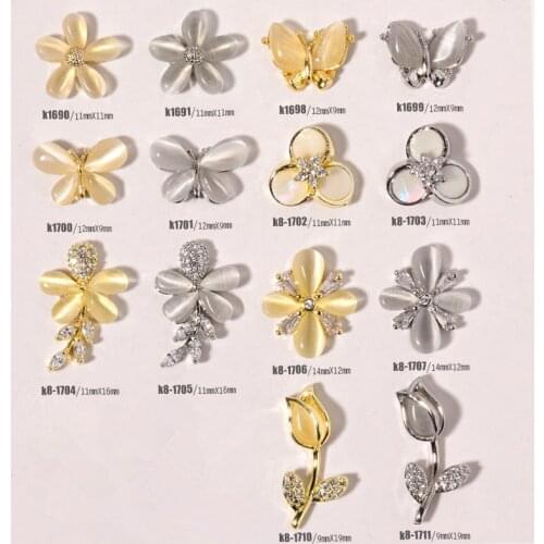 New 10pcs Charm Cat Eye Stone Luxury Zircon 3D Nail Art Decorations Diamond Crystal Alloy Jewelry Manicure Design Accessories