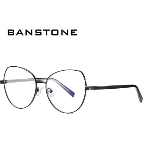 BANSTONE Cat Eye Women Men Glasses Retro Classic Anti Blue Light Glasses For Ladies Fashion Computer Eyewear Myopia Spectacles